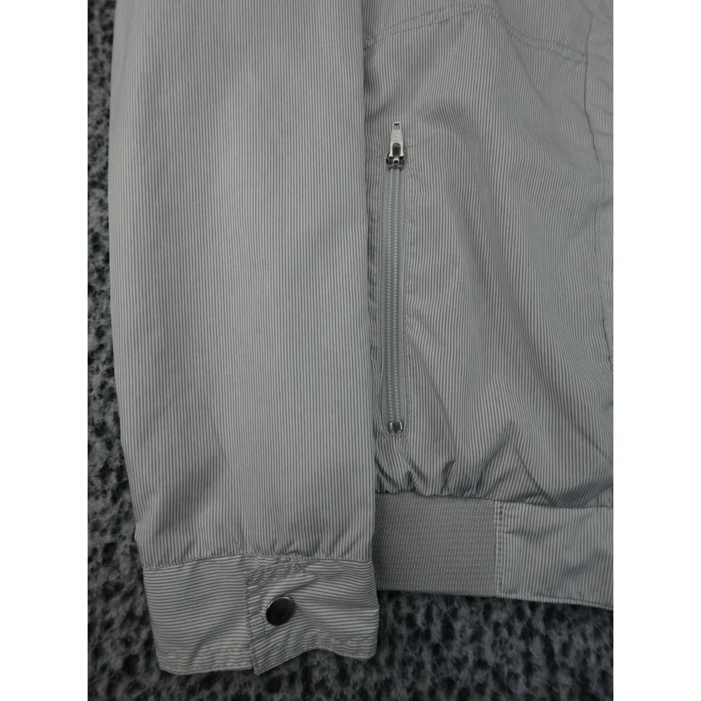 Koton Bomber Jacket Mens S Grey White Micro Stripe Zip Up Mock‎ Neck Good
